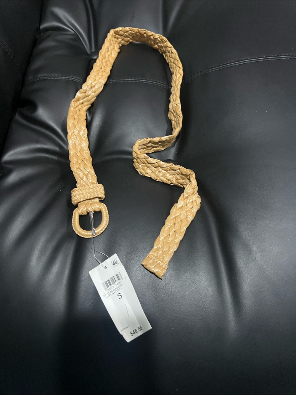Woven Braided Belt in Tan